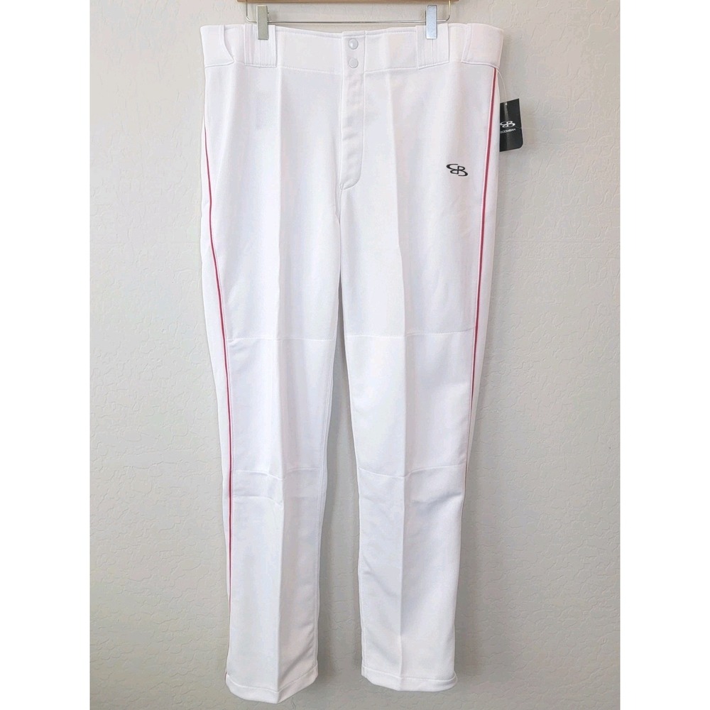 Boombah Baseball Pants Mens 40 White Red Piping Athletic Sportswear BM-5012